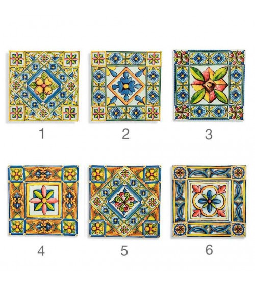 Set mit 6 quadratischen Costa-Porzellantellern, mediterranes Dekor, 30 x 30 cm – sortiert - 