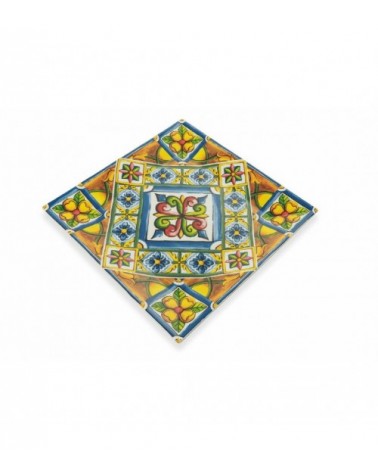 Set mit 6 quadratischen Costa-Porzellantellern, mediterranes Dekor, 30 x 30 cm – sortiert - 