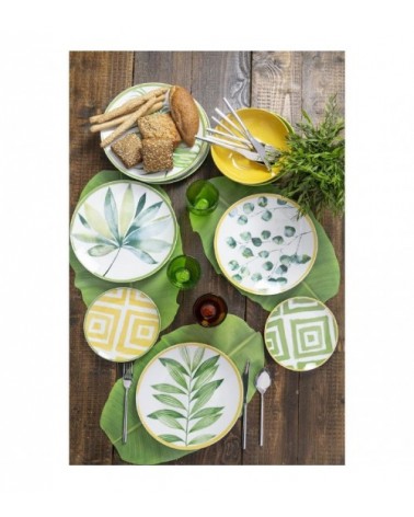 Modern Colored Plate Service 18 pcs in porcelain and stoneware, Hygrophila - Multicolor -  - 