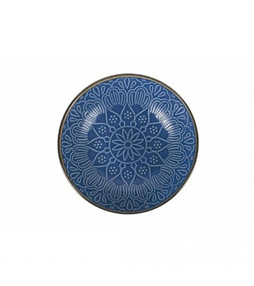 Modernes farbiges Tellerservice 18-teilig aus Keramik, Goldblau - 