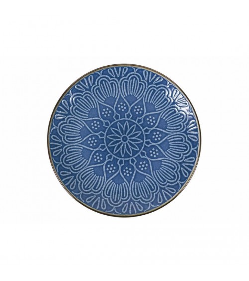 Modern Colored Plate Service 18 pcs in ceramic, Gold Blue -  - 