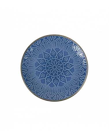 Modernes farbiges Tellerservice 18-teilig aus Keramik, Goldblau - 