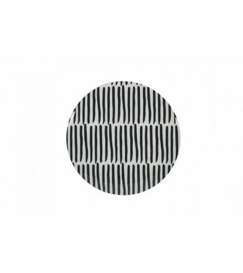 Modernes farbiges Tellerservice 18-teilig aus Porzellan, Tansania – Schwarz und Weiß - 