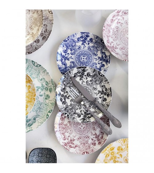Service d'assiettes colorées modernes 18 pièces en porcelaine, Classic Nouveau - Multicolore - 