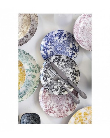 Service d'assiettes colorées modernes 18 pièces en porcelaine, Classic Nouveau - Multicolore - 