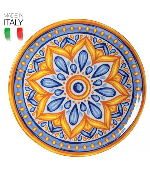 Set de 4 Pcs Assiette à Pizza Goccia Blu en porcelaine Ø33 cm - Multicolore - 