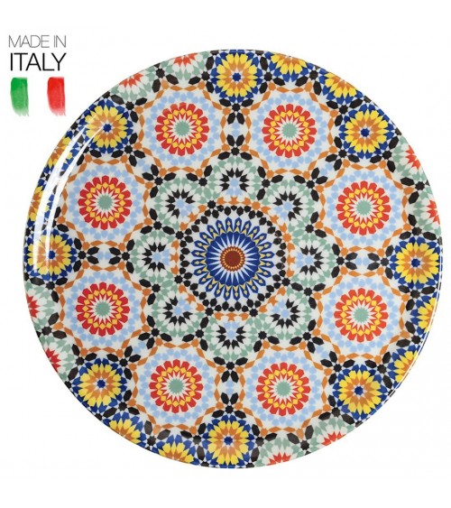 Set 4 Pz Maiolica Piatto pizza in porcellana Ø33 cm - Multicolor - 