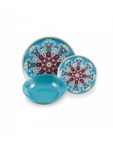 Modernes farbiges Tellerservice 18-tlg. aus Porzellan, Shiraz – Mehrfarbig - 