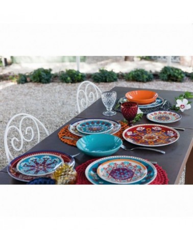 Modern Colored Plate Service 18 pcs in porcelain, Shiraz - Multicolor -  - 
