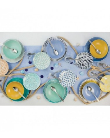 Modern Colored Plate Service 18 pcs in porcelain, Ethnic - Multicolor -  - 