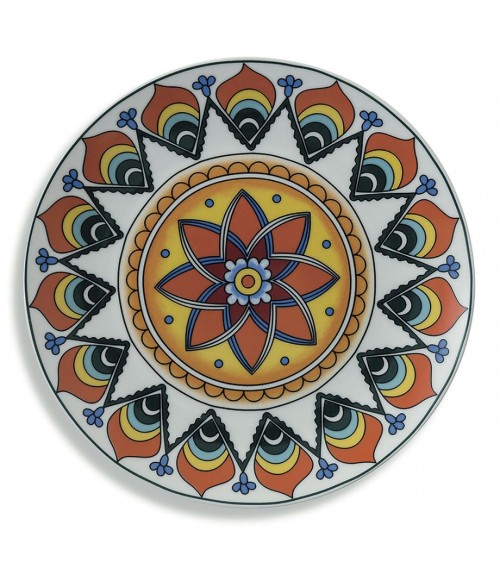 Service d'assiettes colorées moderne 18 pièces en porcelaine, Renaissance - Multicolore - 