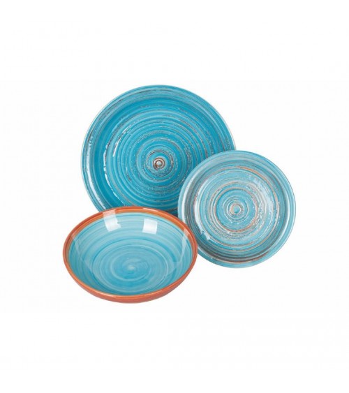 Service d'assiettes colorées moderne 12 pièces en grès, 4 couverts différents, Terra Mar Ocean - Multicolore - 