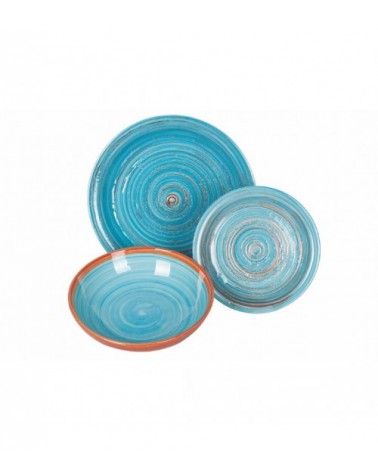 Service d'assiettes colorées moderne 12 pièces en grès, 4 couverts différents, Terra Mar Ocean - Multicolore - 
