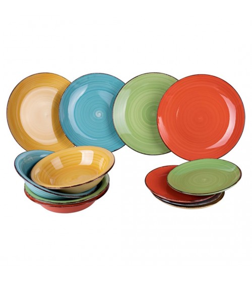 Baita Table Service 12 pcs in stoneware, 4 different table places - Multicolor -  - 