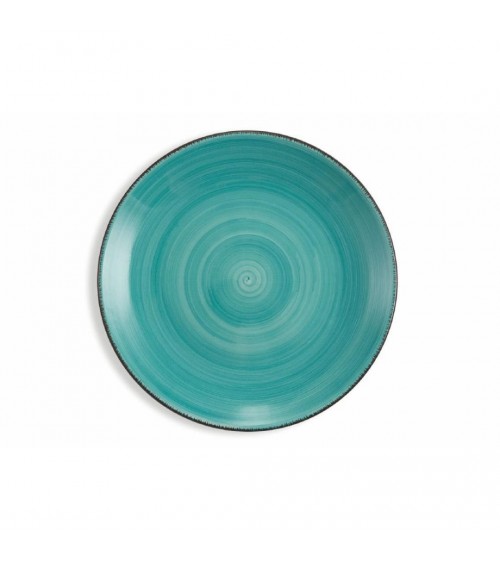 Modernes farbiges Tellerservice 12-tlg. aus Steinzeug, 4 verschiedene Tischgedecke, Baita Acqua Ocean – Sortiert - 