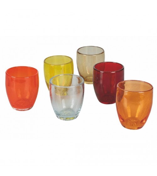 Acapulco Set of 6 blown glass water glasses 300 ml - Red -  - 