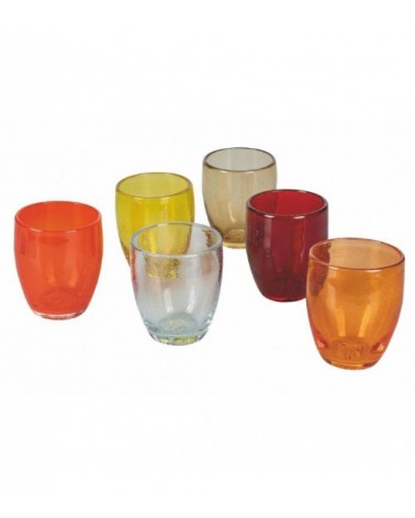 Acapulco Set of 6 blown glass water glasses 300 ml - Red -  - 