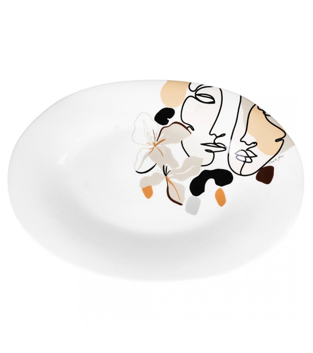 Keramik Oval Designplatte 55x27 cm - Gesicht - mehrfarbig - 