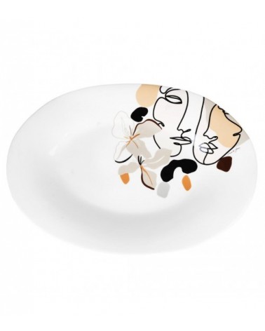 Keramik Oval Designplatte 55x27 cm - Gesicht - mehrfarbig - 