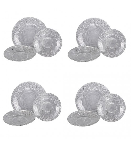 Modern colorful dishes 12 pcs in glass, 4 table seats, the sacred coeur - transparent -  - 