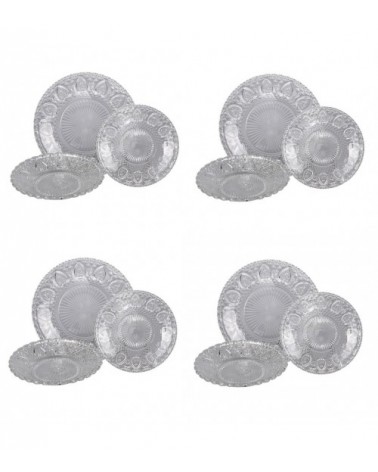 Modern colorful dishes 12 pcs in glass, 4 table seats, the sacred coeur - transparent -  - 