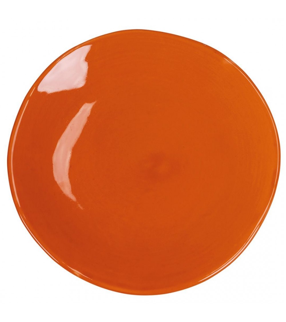 6pz Einstellung flacher Flachdach in Keramik, Design mit unregelmäßigen Kanten, hergestellt in Italien, Schock -Color - Orange -