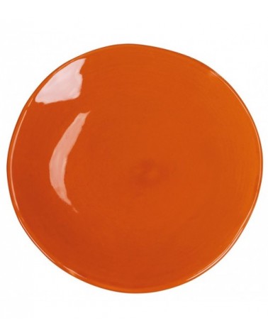 Set 6pz Piatto piano arancio in ceramica, Design con bordi irregolari, made in Italy, Color Shock - Arancio - 