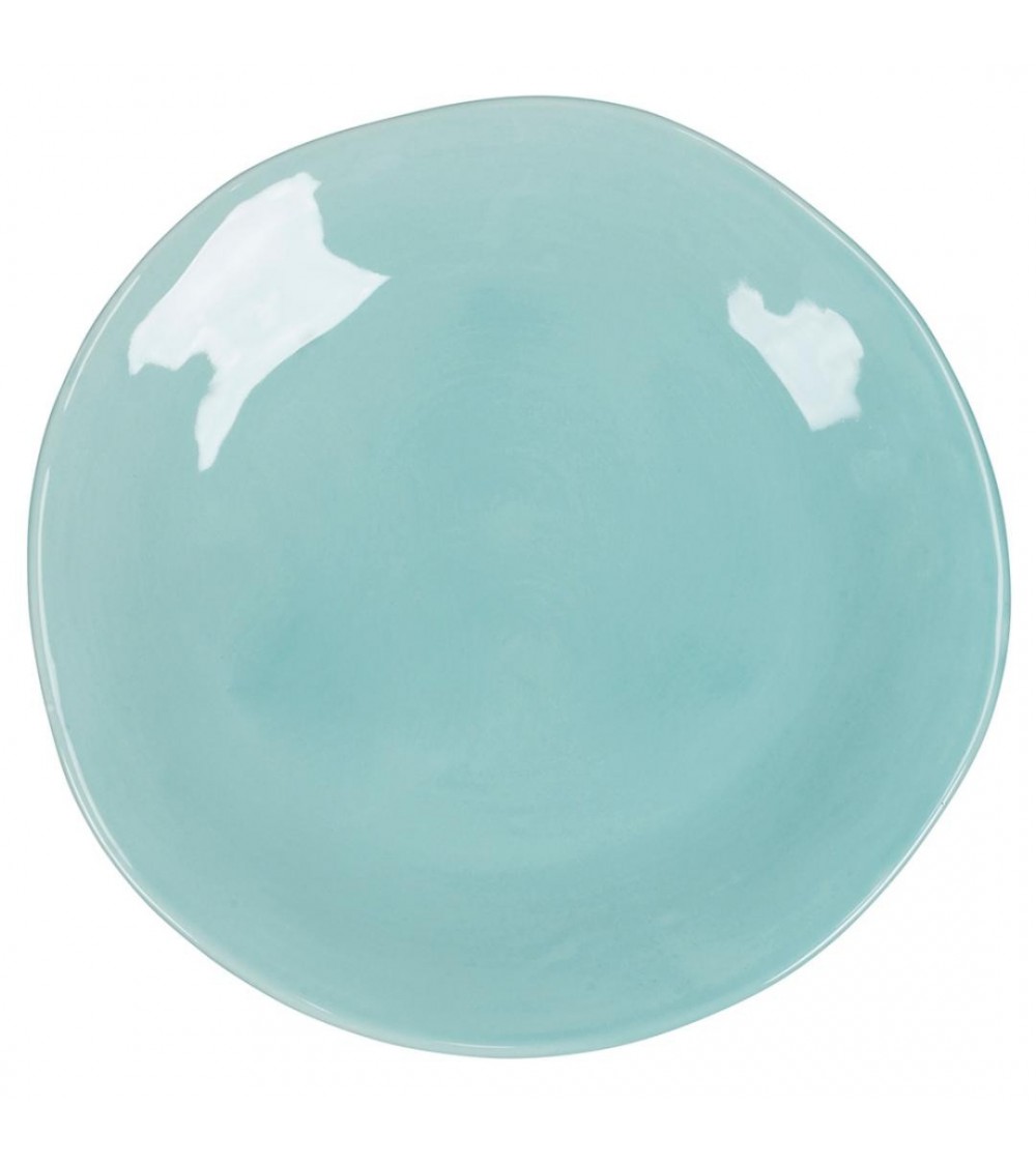 Set 6PZ Flatebene Aquamarin 28,5 cm Keramik, unregelmäßige Kanten, Schock -Color - Blau - 