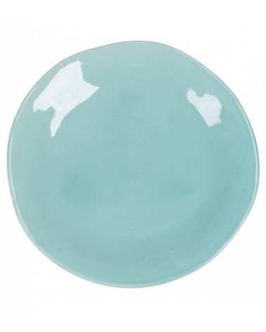 Set 6pz plan plat aquamarine 28,5 cm en céramique, bords irréguliers, choc -colore - bleu - 