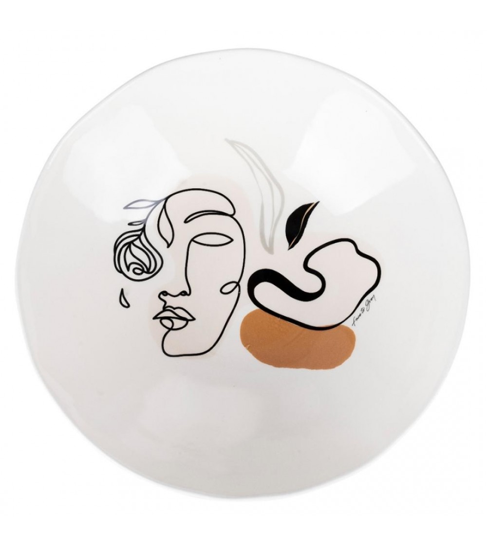 32 cm Keramikwurst - Gesicht - mehrfarbig - 