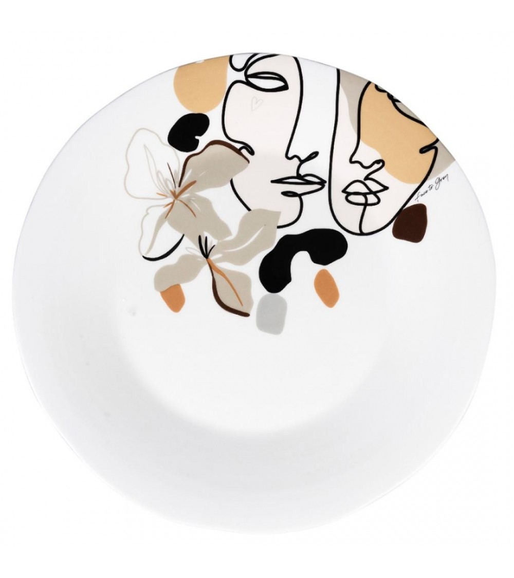 Piatto Design Tondo in Ceramica 35 cm - Viso - Multicolor - 