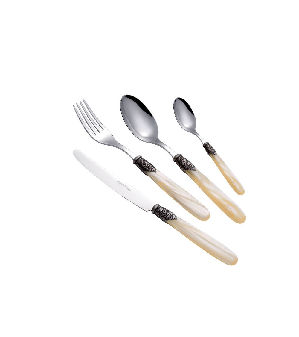 Eme Posaterie - Georgian Set 24 Pieces Colored Cutlery in Wooden Case -  Discounts 221,26 € Color Ivory