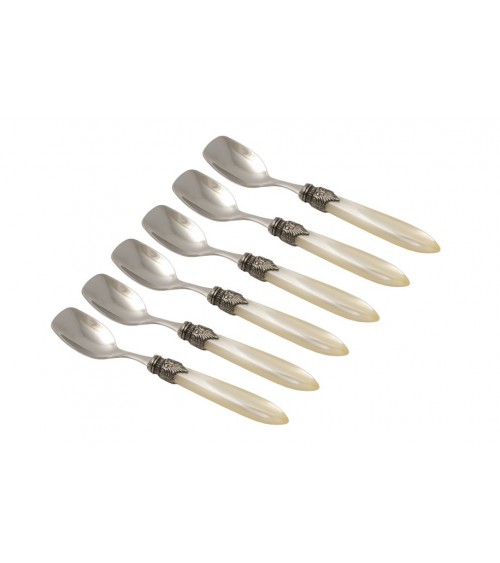 Set 6 Pcs Ice Cream Spoons - Laura - Pearly Handle - Rivadossi Sandro -  - 