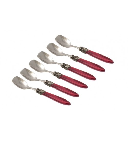 Set 6 Pcs Ice Cream Spoons - Laura - Pearly Handle - Rivadossi Sandro -  - 
