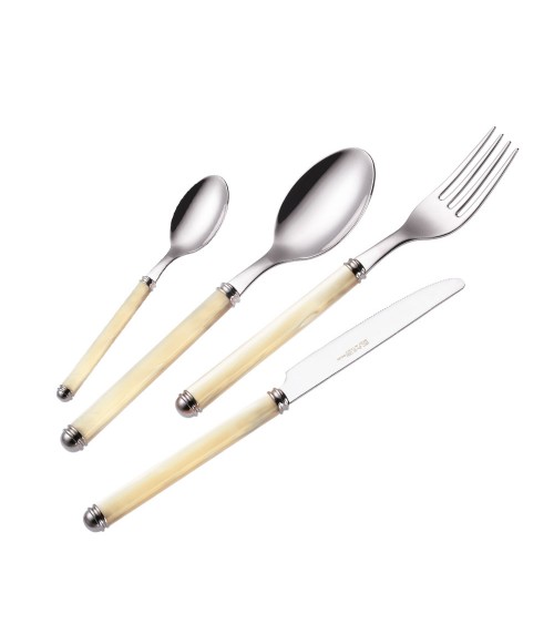 Eme Posaterie - Perlato Line Set 75 Pieces Colored Cutlery in Case ivory