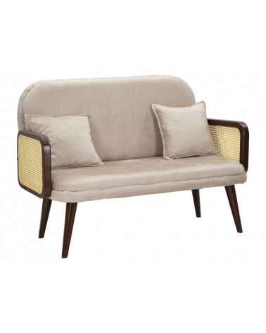 Sofa im Vintage-Stil, Champagnerfarben, Rattan-Armlehnen – Mauro Ferretti - 