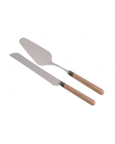 Cortina Set 2 Pièces Pelle et Couteau à Gâteau - Manche Effet Bois - 