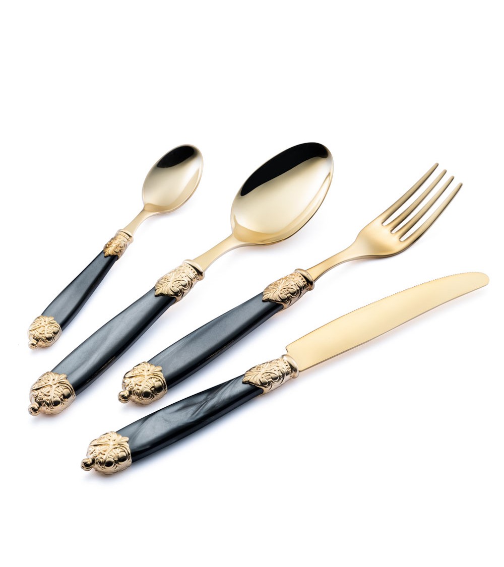 Eme Posaterie - Mirage Gold Set 75 Pieces Colored Cutlery in Wooden Case