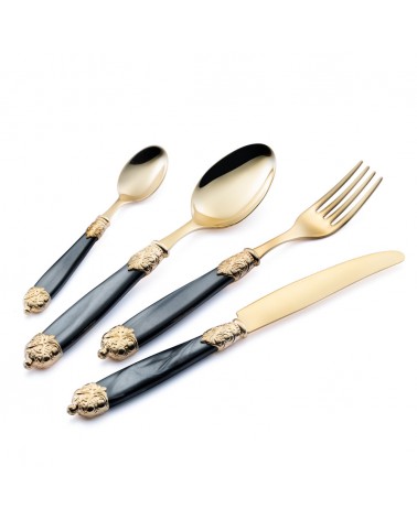 Eme Posaterie - Mirage Gold Set 49-teiliges farbiges Besteck im Etui -