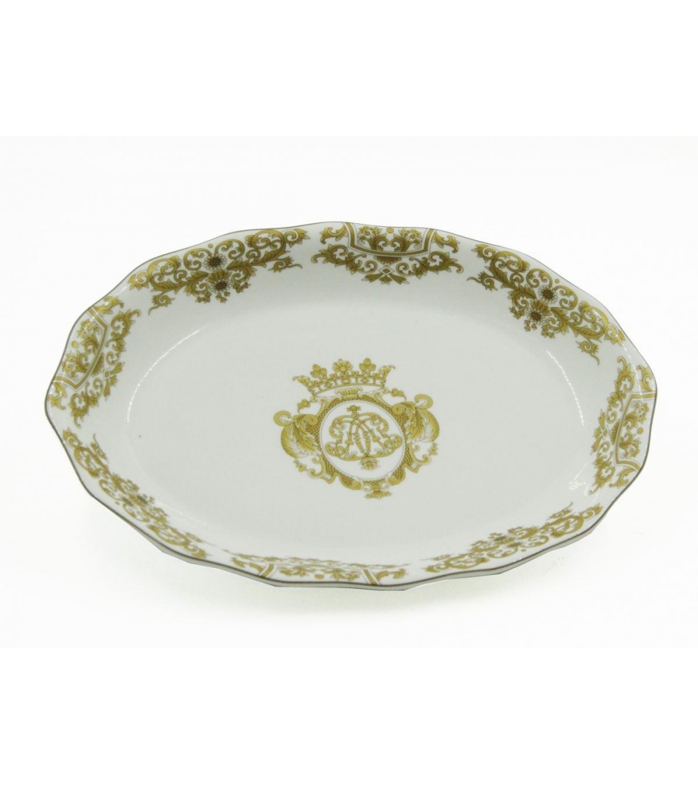 Porcelain Serving Plate Gold Decorations - Blanche Royal -  - 