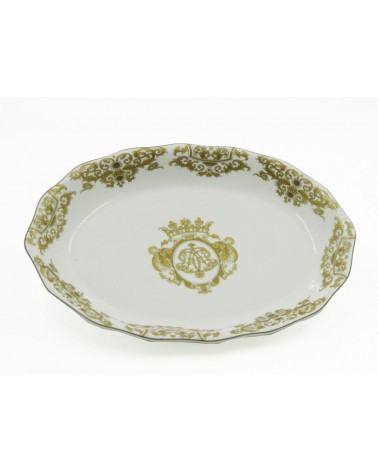 Piatto da Portata in Porcellana Decori Oro - Blanche Royal - 