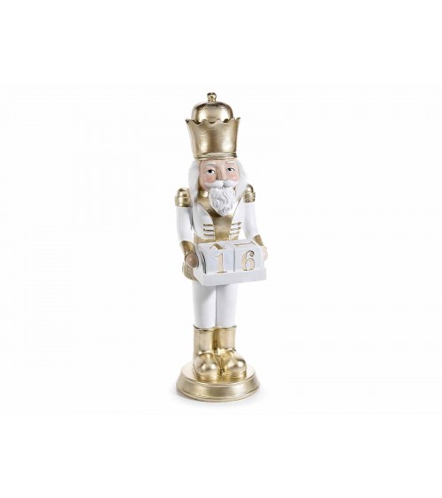 Nutcracker in White Resin with Gold Details and Calendar -  - 