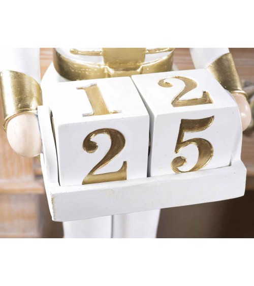 Nutcracker in White Resin with Gold Details and Calendar -  - 
