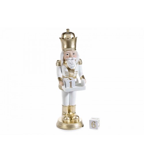 Nutcracker in White Resin with Gold Details and Calendar -  - 