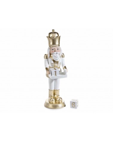 Nutcracker in White Resin with Gold Details and Calendar -  - 