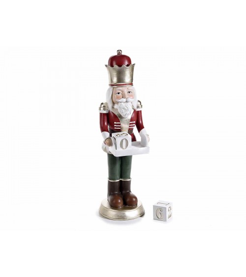 Nutcracker in Red and Green Resin with Golden Details and Removable Calendar -  - 