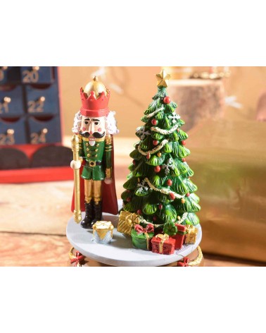 Rotating Music Box with Nutcracker and Christmas Tree in Resin -  - 