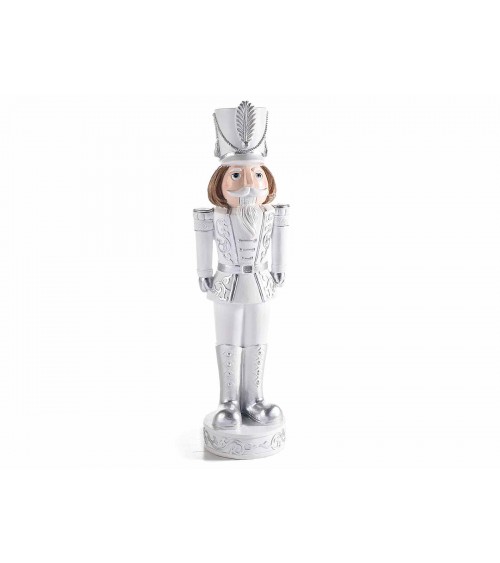 Nutcracker in White Resin and Silver Details -  - 