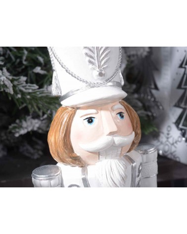Nutcracker in White Resin and Silver Details -  - 