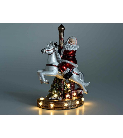 Music box Santa Claus on horseback with lights and music -  - 